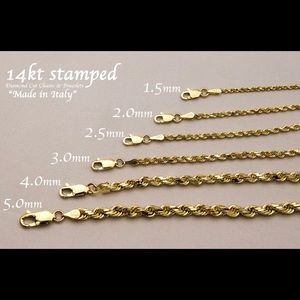Selling SOLID14K gold diamond cut rope chains